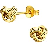 Gold Plated 925 Sterling Silver Knot Stud Earrings, Sold as a Pair
