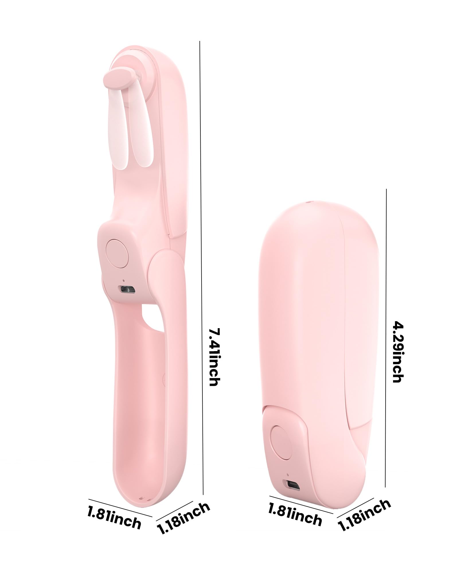 Koonie Portable Pink Fan - Foldable Mini Hand Fan for Travel, Women, Indoor Outdoor Use - Battery Operated with 8 Hour Run Time