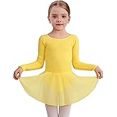 MdnMd Toddler Girls Long Sleeve Ballet Leotards Dresses Dance Skirt Ballerina Tutu Outfits
