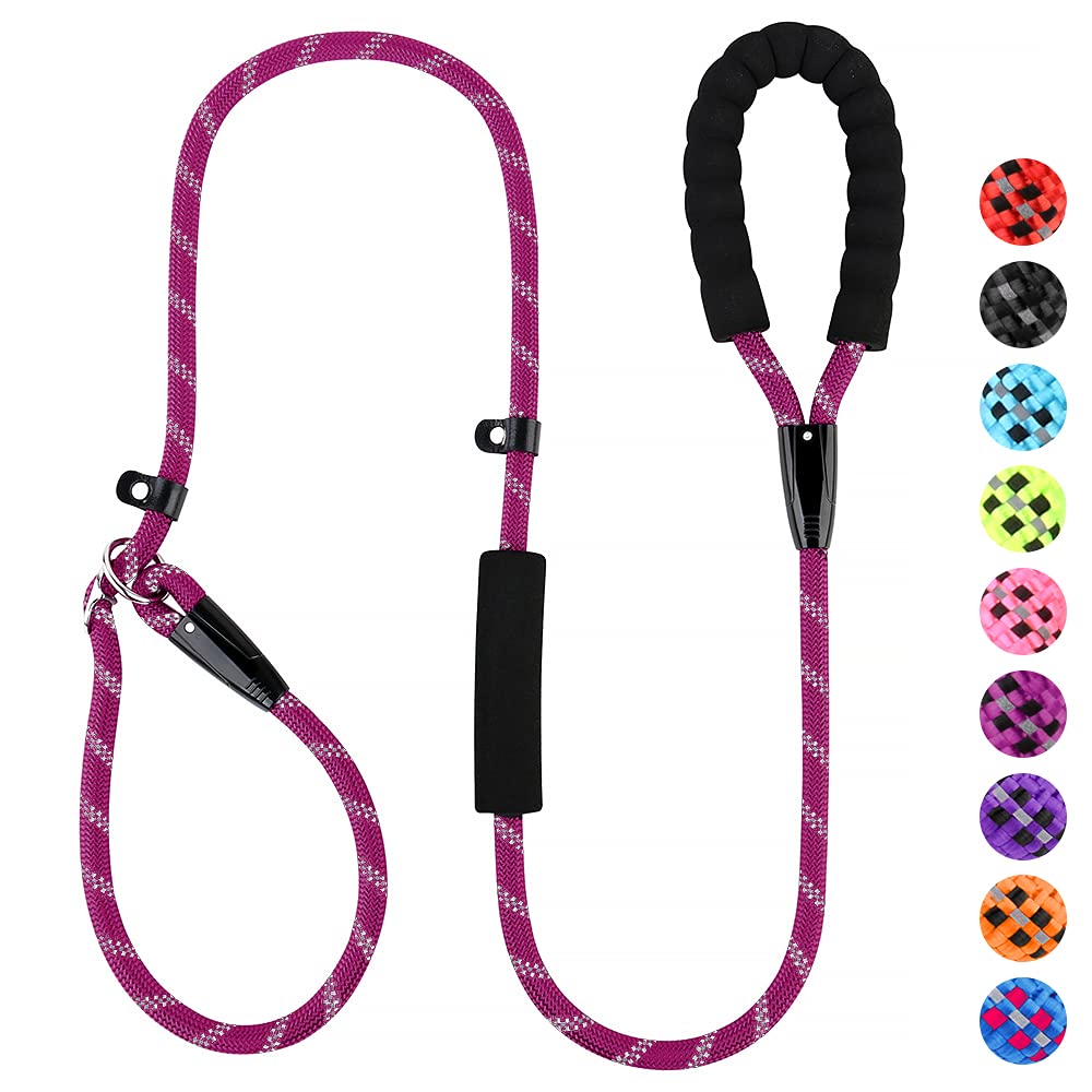 PLUTUS PET Dog Slip Lead, Anti-Choking with Traffic Padded 2 Handles, Reflective Strong Sturdy Heavy Duty Rope, 6FT/182cm for Training Medium Large Dogs （6' Purple) — image 1