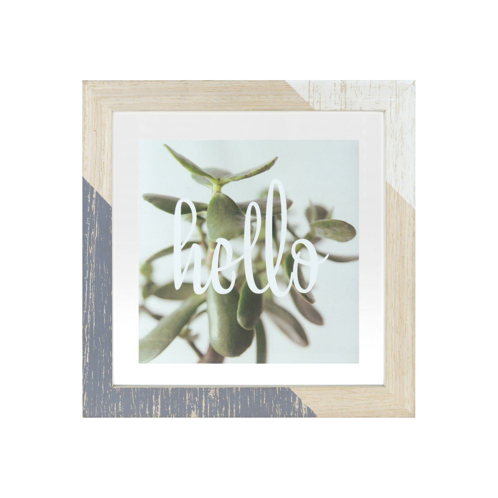 Kusso Terrino Wood and Glass Square Floating Frame Natural and White 8x8 Inch / 15x15cm for Photo 6x6 Inch / 10x10cm