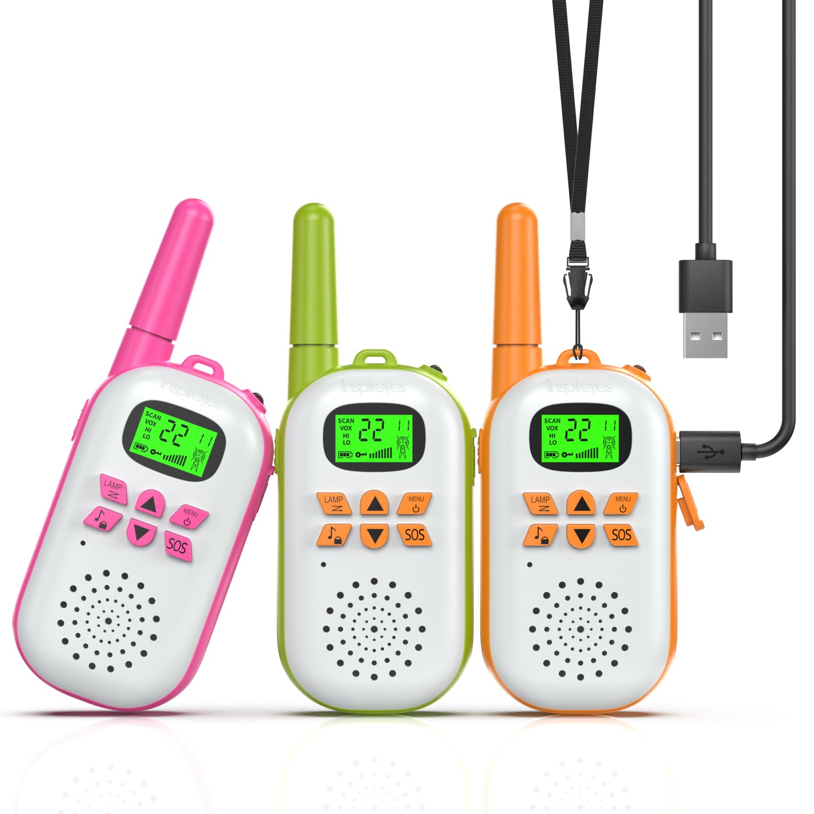 Inspireyes Walkie Talkies for Kids Rechargeable, Easter Gifts for Kids, Boys Girls Ages 3-12, 2-Pack Kids Toys, Long Range 48-Hour Battery, Outdoor Camping Games Toys — image 1