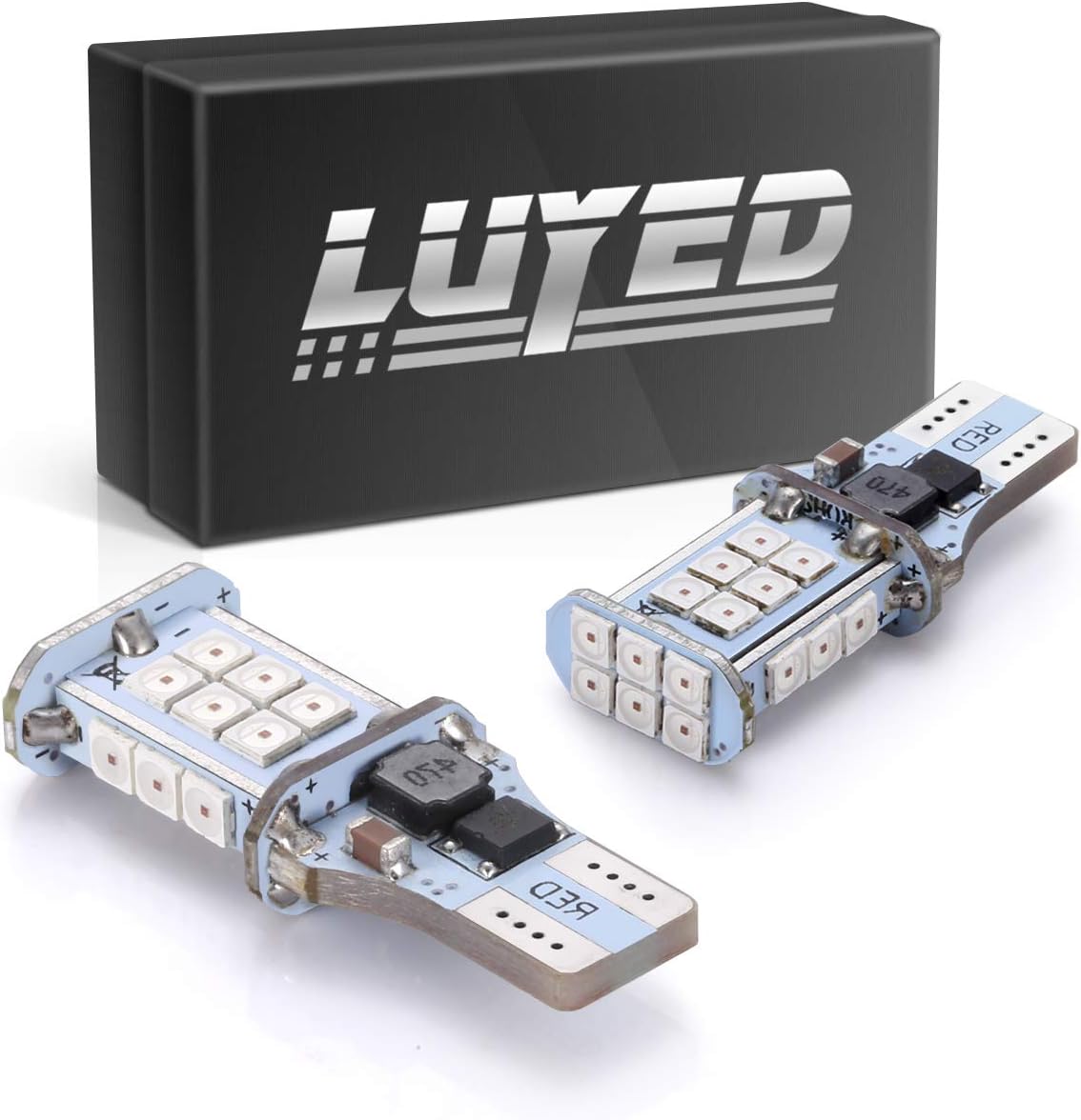 LUYED Extremely Bright 2000 Lumens 921 912 W16W 3030 24-EX Chipsets LED Bulbs Used for Car Center High Mount Stop Brake Lights, Red