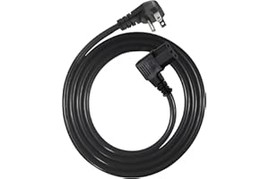90 Degree Computer Power Cord - 6FT Right Angle IEC Power Cord, Universal PC Power Supply Cord, 16AWG, Black NEMA 5-15P Angle