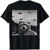 Alien UFO Funny Raccoon T-Shirt