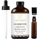 LOTUSJOY Agarwood Essential Oil, Pure Natural Organic Oud Essential Oil for Diffuser Meditation and DIY Cosmetic Making - 4 Oz