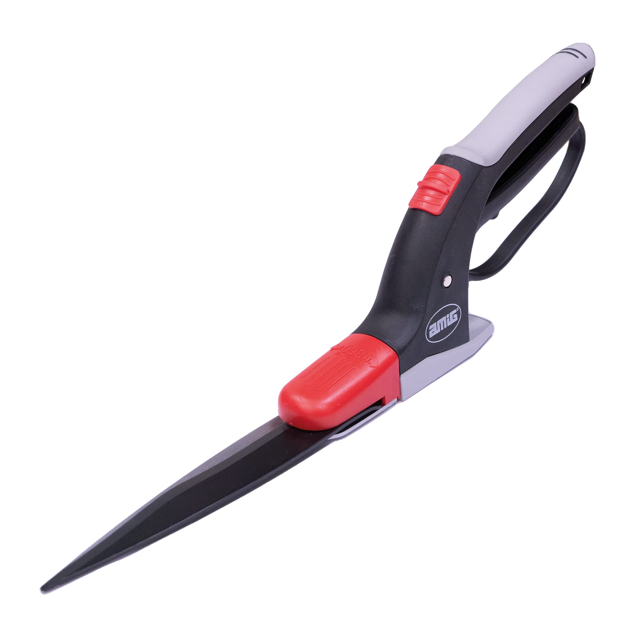 Amig - Lawn Mower, SK5 Steel Blades Coated with Teflon, 380 mm Blade, 360° Rotating Cutting Head, Bottom Handle with Protection for Edges and Stones, for Pruning