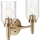 Kichler Madden 2-Light Vanity with Clear Glass in Champagne Bronze, Sloped Ceiling Compatible, for Single or Double Vanity in