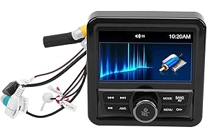 Pomya Boat FM Radio Receiver Marine Gauge Receiver Front and Rear Preamp Outputs Media Playback Options Marine Boat Stereo Ga