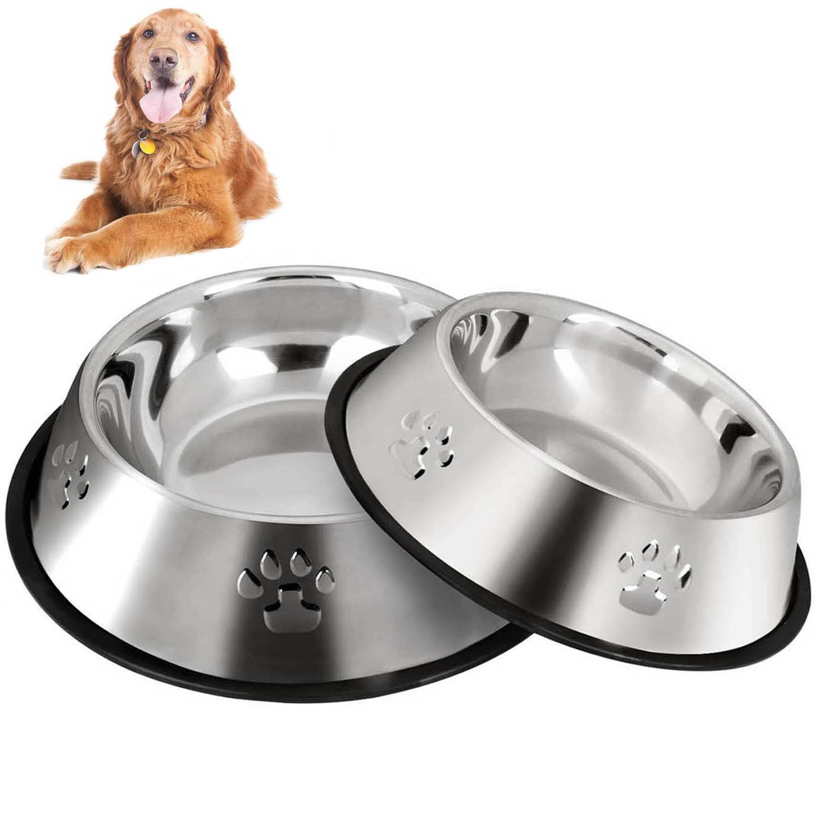 SUOXU Stainless Steel Dog Bowl,Dog Feeding Bowls,Feeder Dog Bowls With Non-slip Rubber Bases,Medium Pet Dog Food Bowls And Water Bowls,Pack of 2