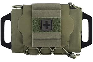GYDEHUTJ Tactical Military Pouch MOLLE Rapid First-aid Belt Pouch Survival Two-Piece System Med Roll Carrier Hypalon Handle Bag