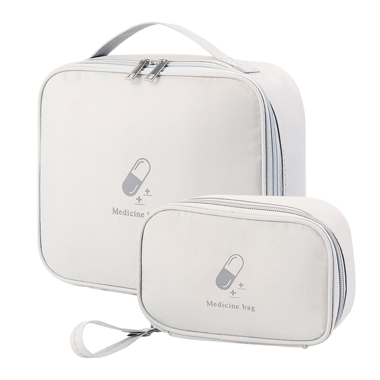 Olymajy 2 Pieces First Aid Kit Bags, Empty Medicine Bags, First Aid Bag Portable Grey Medical Medicine Bags for Outdoor Camping, Travel, Work