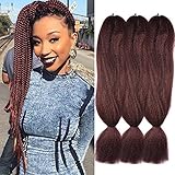 3 Pack 33# Jumbo Braids Hair Kanekalon Crochet Braiding Hair 48inch African Collection Xpressions Synthetic Fiber Braiding Hair Extensions 57g/pack color Red