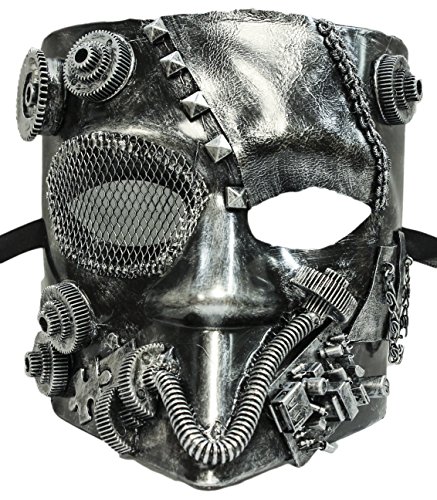 Forum Novelties Unisex-Adults Steampunk Jester Mask, Silver, Standard