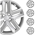 OMAC - ABS Silver Hub Caps 16 Inch Set of 4, Tapas para Rines 16, Premium Wheel Covers 16 Inch, R16 Rim Cover Set, Snap On Durable Car Replacement Exterior Accessories