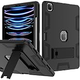 Puxicu Case for iPad Pro 12.9" 6th Gen/5th Gen/4th Gen/3rd Gen, Heavy Duty Rugged Protective, Built-in Pencil Holder Cover for iPad Pro 12.9 2022/2021/2020/2018, Black