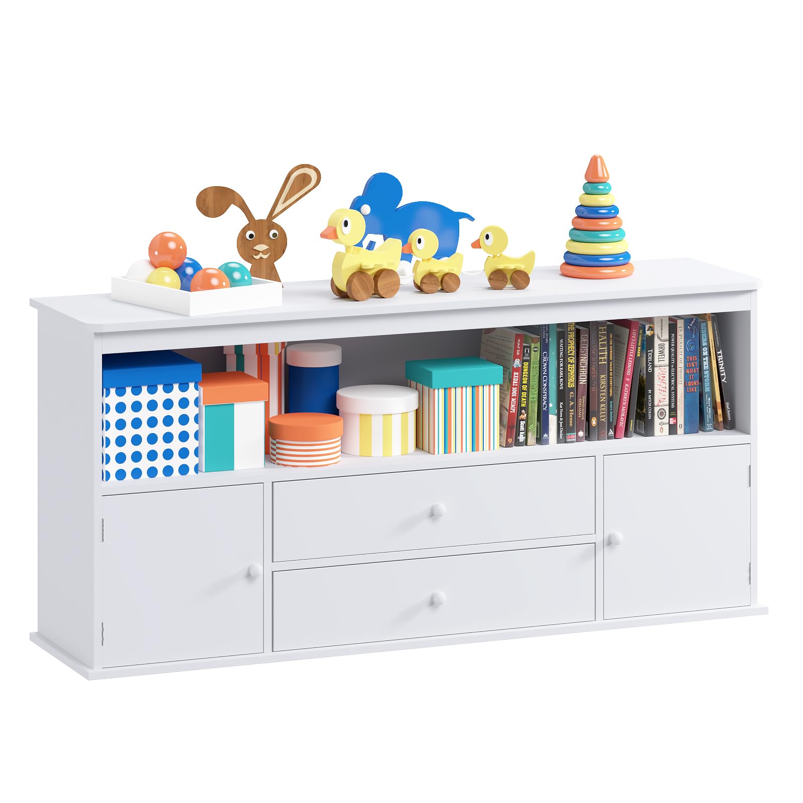 Photo 1 of ****************MISSING SMALL HARDWARE******************
Timy 51.9" Toy Storage Organizer Bookcase Kids Bookshelf Toy Storage Cabinet Wooden Organizer Bins for Reading Storing Playing White