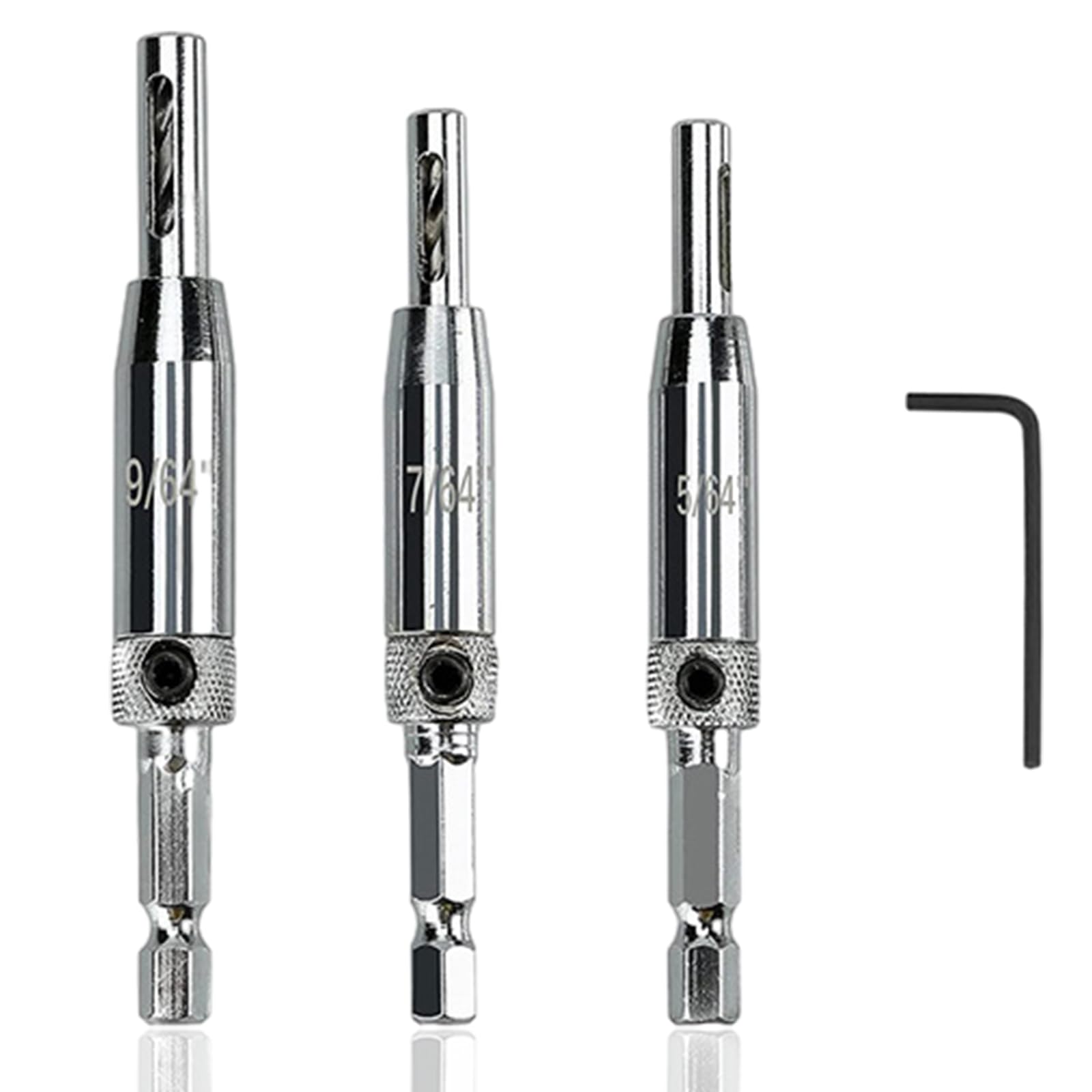 3 Pieces of Self Centering Hinge Drill Bit Kit, Quick Release Drill Bit Guide Kit, Upgraded Hinge Drill Bit Kit, Used for Door and Window Cabinet Hinge Guide Hole Drill Bits