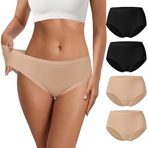 NIASOUL Women's Modal Underwear Seamless Soft Full Coverage Panties Briefs | Mid Waist Fit, Stretch Waistband, Moisture Wicki