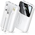 HELLEE Portable Charger with Built in Cable, 15000mAh Power Bank, 22.5W Fast Charging, 6 Outputs, Slim Travel Essential Battery Pack with LED Display, Compatible with iPhone 16/15/14/13, iPad