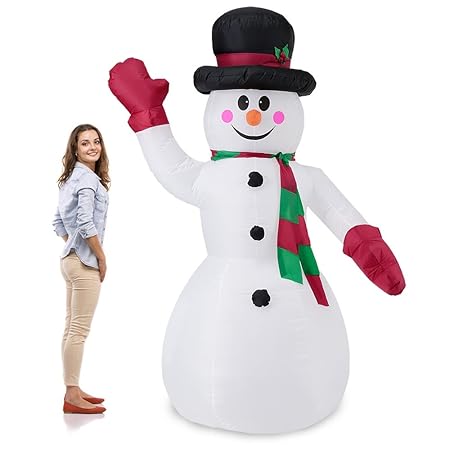 [en.casa] Riesiger Schneemann 240cm LED Beleuchtet Weihnachten Deko Lebensgroß Aufblasbar