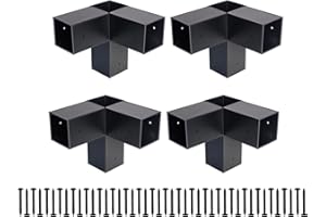 FRUYYZL Pergola Kit｜Pergola Brackets 4x4(Inner Size:3.7"x3.7")｜3-Way Right Angle Corner Bracket for Wood Stand｜DIY Pergola Bracket Kit with Screws for for Gazebos, Patio Pergolas, Log Cabin(4 PCS)