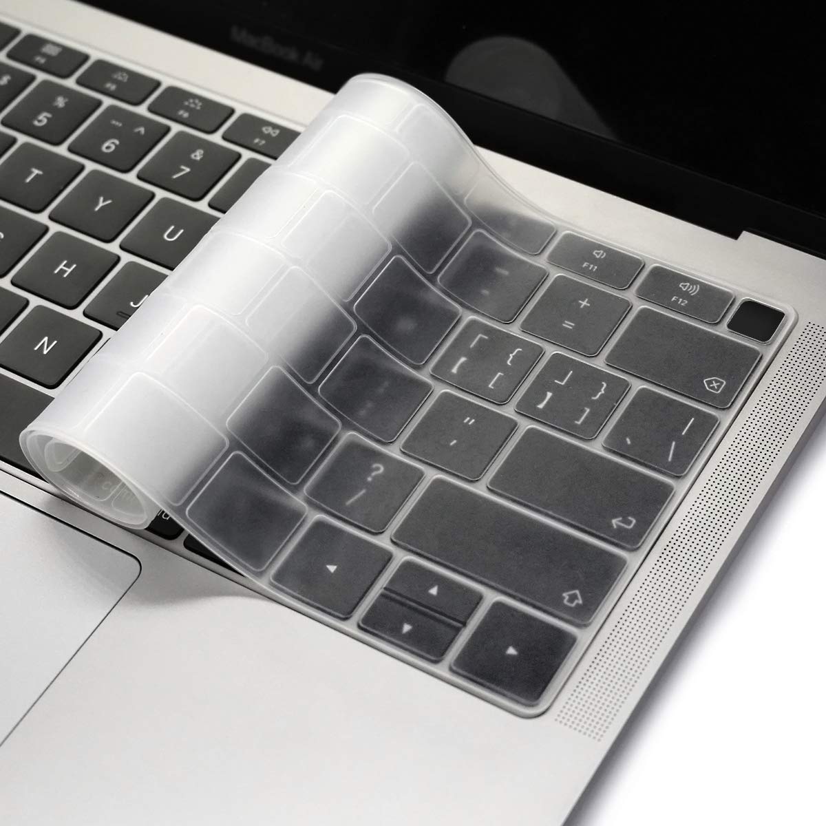 Se7enline Compatible with 2018/2019 New Macbook Air 13 inch Keyboard Cover Soft Silicone Skin Protector for MacBook Air 13-Inch with Touch ID with Retina Model A1932 US Layout, Frost Transparent