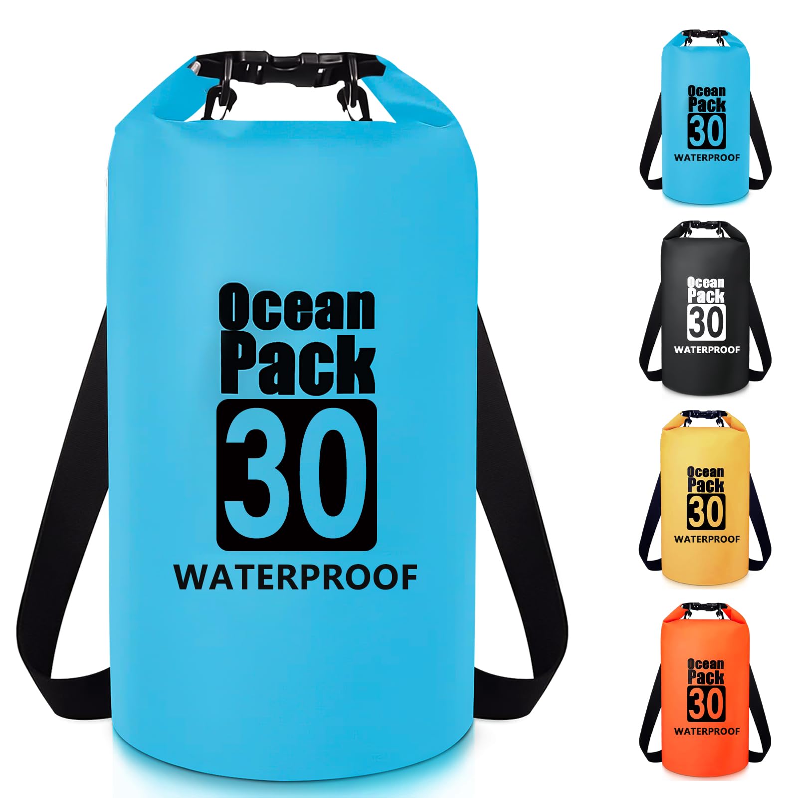 Invool Dry Bag, 5L/10L/20L/30L Waterproof Dry Bag, Dry Sack with Adjustable Shoulder Strap for Hiking, Swimming, Rafting, Surfing, Cycling, Camping, Fishing