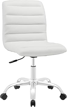 Amazon Com Modway Ripple Ribbed Armless Mid Back Swivel Conference Office Chair In White Furniture Decor