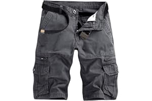 AKARMY Men's Lightweight Multi Pocket Cotton Casual Cargo Shorts,Outdoor Twill Camo Shorts with Zipper Pockets(No Belt)