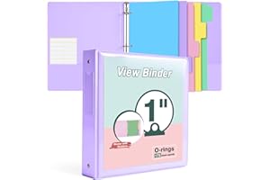 3 Ring Binder 1 inch，Cute Binder Organizer with 5 Tab Dividers Fits 175 Sheets of 8.5x11 Paper, Customizable Clear Cover with