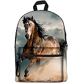 ANYFOCUS Bookbag School Backpack for Girls Horse Backpacks Elementary 3rd 4th 5th 6th Grade Kids Boys 15.3" Canvas Laptop Bag