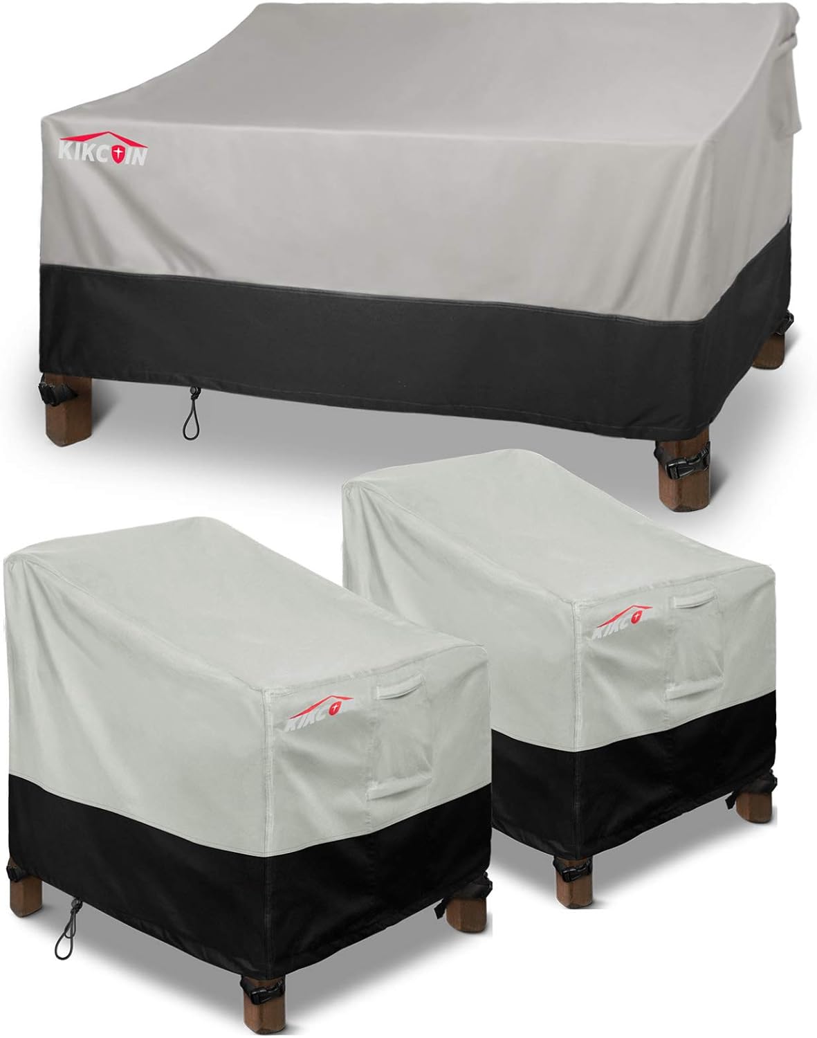 buy outdoor furniture covers on Patio Furniture Accessories Fade Resistant Patio Loveseat Cover 58 With 2 Pack Outdoor Chair Covers 35 Grey Black 600d Heavy Duty Waterproof Patio Furniture Cover With Air Vents For All Weather Patio