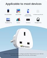 LENCENT UK to Europe Plug Adapter Type E/F Grounded 2P EU Travel view 5
