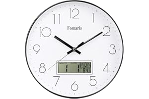 Yoiolclc Wall Clock 12 Inch Modern Decorative Wall Clocks Battery Operated with Date Week for Living Room, Bedroom (Black)