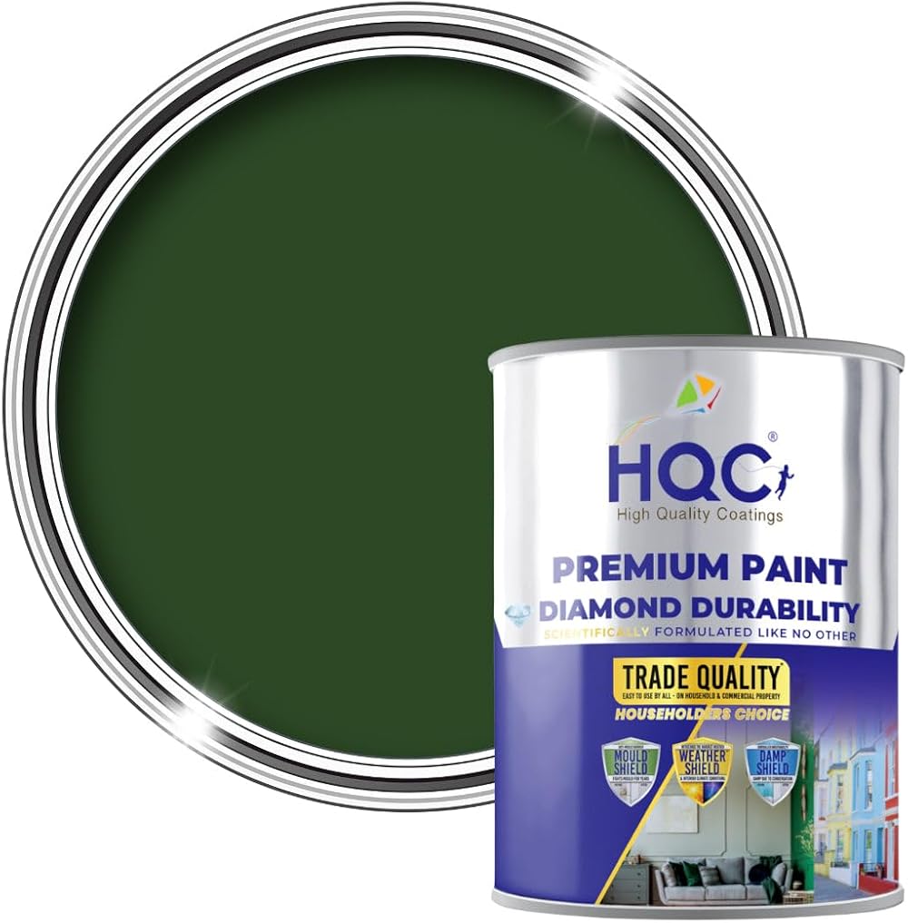 HQC Weather Shield Racing Green Masonry Paint 1L Weatherproof Scrub Resistant