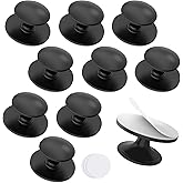 StickNGo Self Adhesive knobs, Stick On Knobs for Cabinets, Closets, Drawers | No Drilling, Strong Adhesive Round Stainless Steel Stick on Handles, Black 10pcs