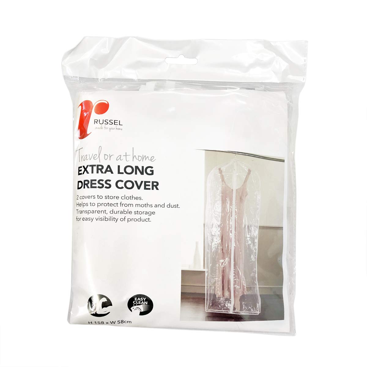 H & L Russel EXTRA LONG DRESS 2 COVER CLEAR 158 X 58CM