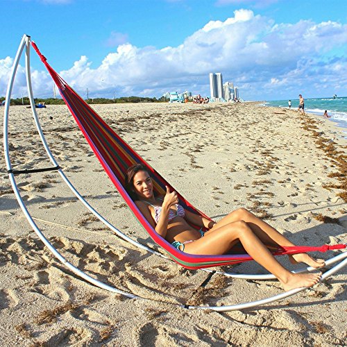 image for Anyoo Single Cotton Outdoor Hammock Multiples Load Capacity Up to 450 