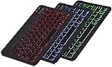 Arteck Universal Backlit 7-Colors & Adjustable Brightness Ultra Light & Slim Portable Wireless Bluetooth 3.0 Keyboard for iOS iPad Pro, iPad Air, iPad Mini, Android, MacOS, Windows Tablets PC Smartphone Built in Rechargeable 6-Month Battery
