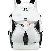 UtiaMiaoGonGo Basketball Backpack with Ball and Shoes Compartment Large Basketball Bag Backpack for Men Women Fit Volleyball, Soccer, Football, Sports Training Equipment Bags, White