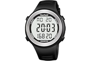 Hearkent Waterproof Pedometer Watch No APP with Light, Digital Display Step Counter Watch for Calories Seconds Alarm Steps, Fitness Tracker Watch for Men Women