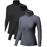 ZUTY 3 Pack Turtleneck Long Sleeve Shirts Thermal Underwear for Women Long Johns Winter Clothes Warm Base Layer Tops