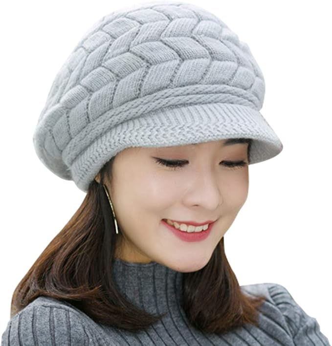 Amazon Fupuone キャスケット ニット レディース ニット帽 ニットキャップ ニットキャスケット ハンチング つば付 大きめ グレー ニット 通販