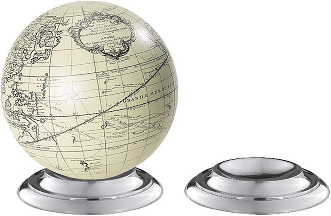 Authentic Models Aluminum Globe Base Polished Aluminum, or Bronzed Brass Stand for Home Office World Globes - Antique Style Desk Globe Stand for Adults