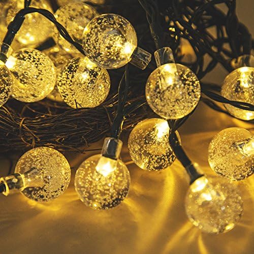 Aokairuisi Solar String Light 30 LED Fairy Crystal Ball Lights Globe Decorative Lighting for Christmas, Garden, Patio, Lawn, Party and Holiday (Warm White)