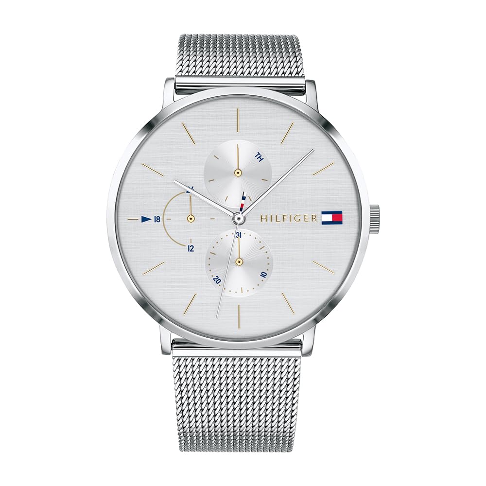 Tommy Hilfiger Analogue Multifunction Quartz Watch for Women with Silver Stainless Steel Mesh Bracelet - 1781942