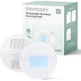 Momcozy Bamboo Disposable Nursing Pads, Advanced Blue Core for Ultra-Absorbent, Leakproof & 3D Design, Biodegradable for Sens