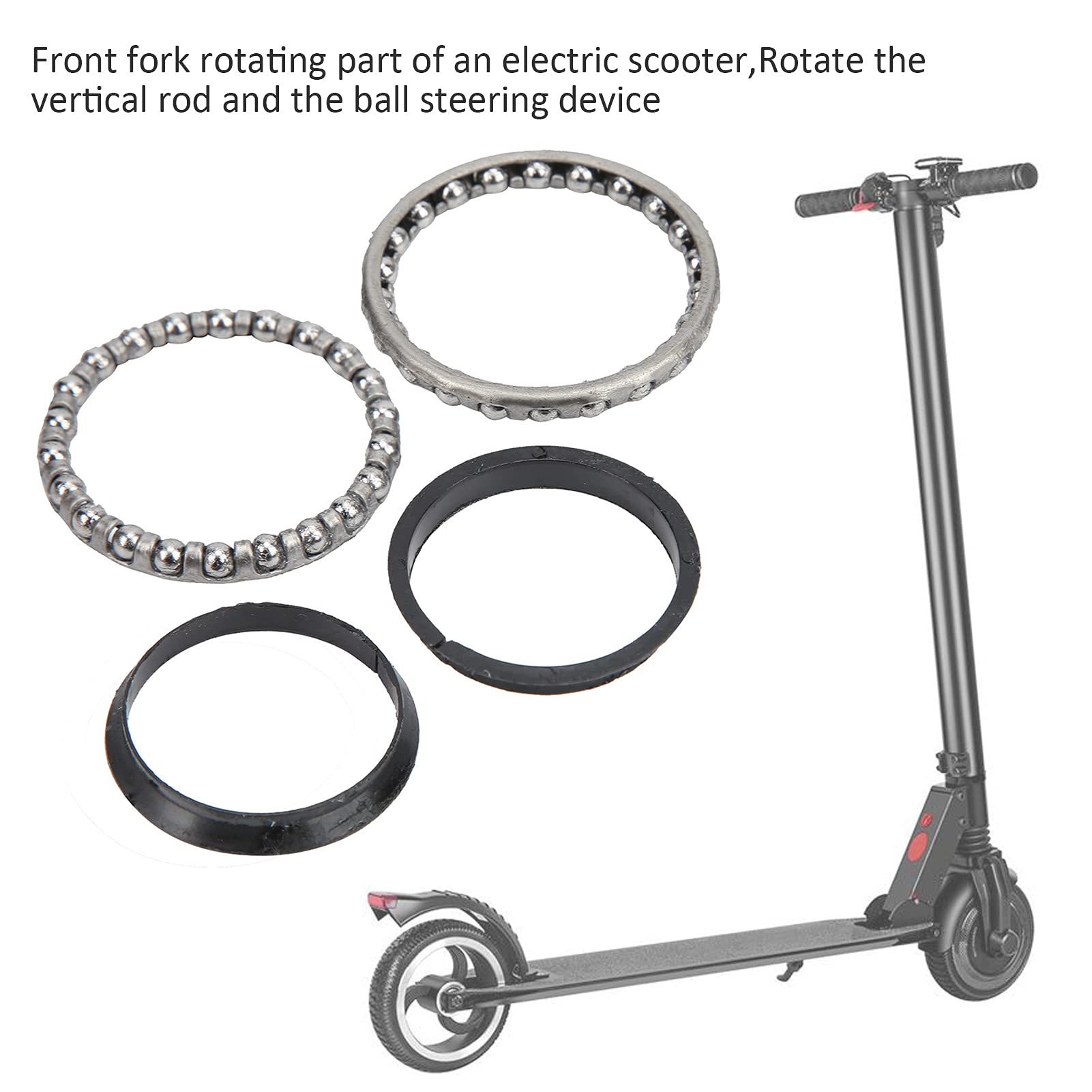 Steering Ball Bearing, Steel 37mm/1.5in Electric Scooter Steering Ball Bearing with Washer Fork Bearing Part