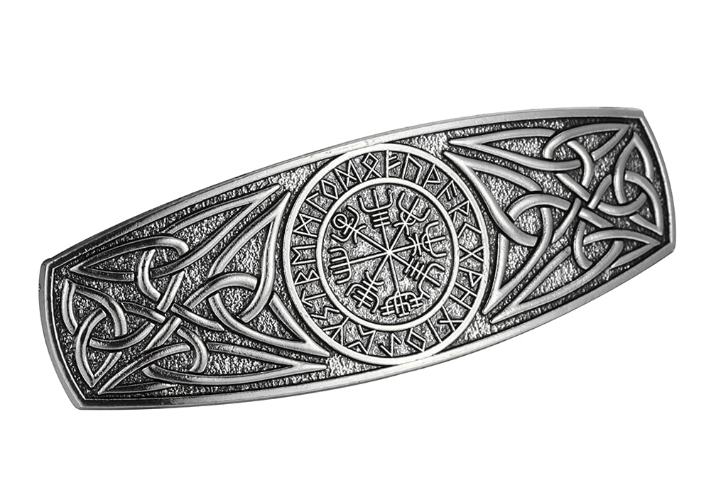 KKJOY Metal Celtic Knot Barrettes Vintage 24 Runes Compass Hair Clips Hand Crafted Spring Clip Hair Pin Headpieces Wedding Bridal Hair Accessories for Women Girls